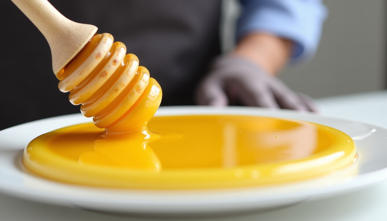 Application de miel sur une petite plaie avec pansement en milieu domestique