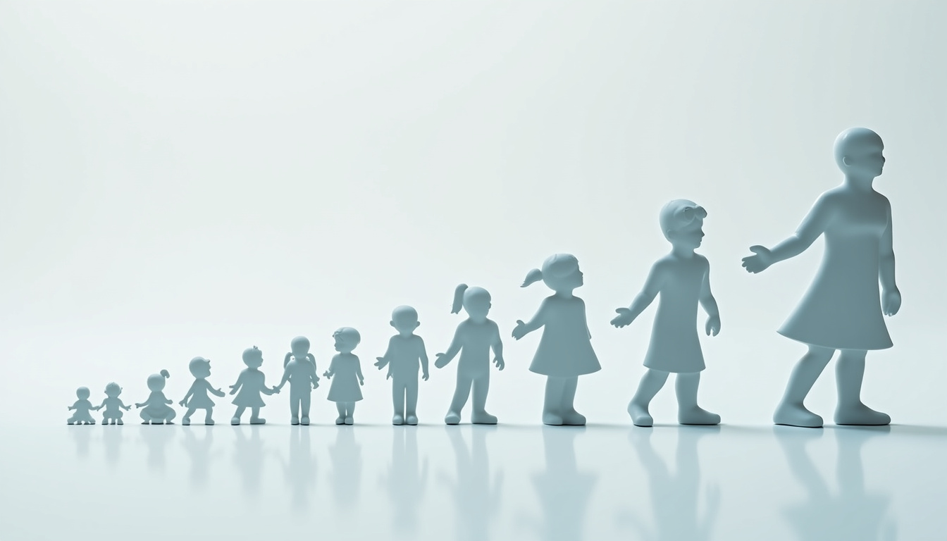 Frise chronologique illustrant l’évolution des symptômes du TDAH de l’enfance à l’âge adulte