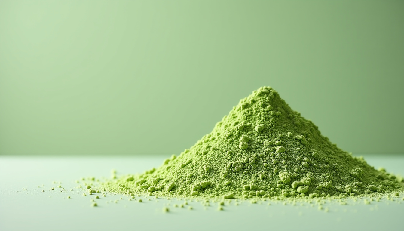 Poudre de spiruline verte mélangée à un verre d