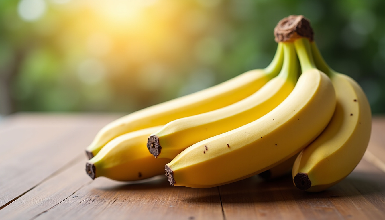 Bananes disposées en forme de cœur sur une table en bois, symbolisant la santé cardiovasculaire