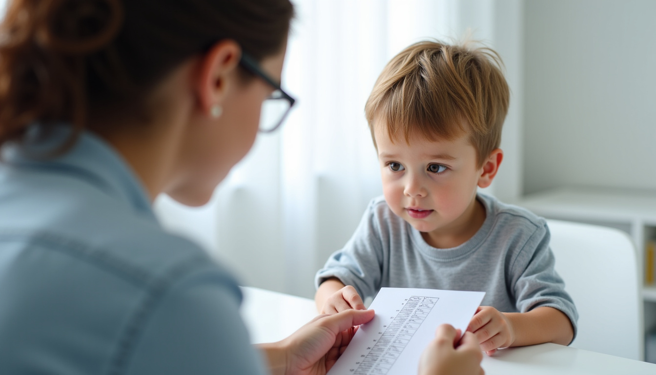 Enfant en consultation avec un psychologue pour un test de quotient intellectuel