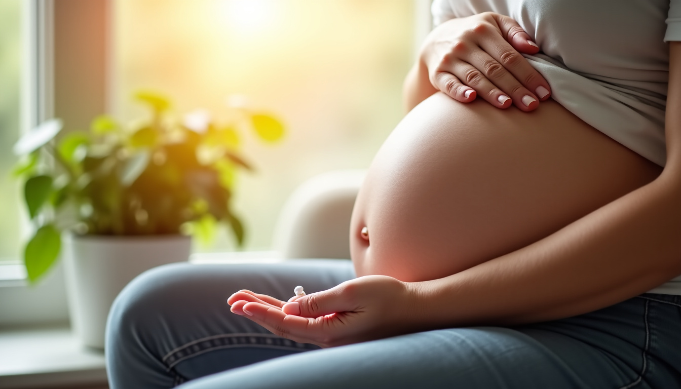 Femme enceinte prenant un complément d