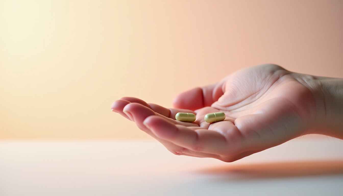 Main tenant une gélule de Lyrica près d