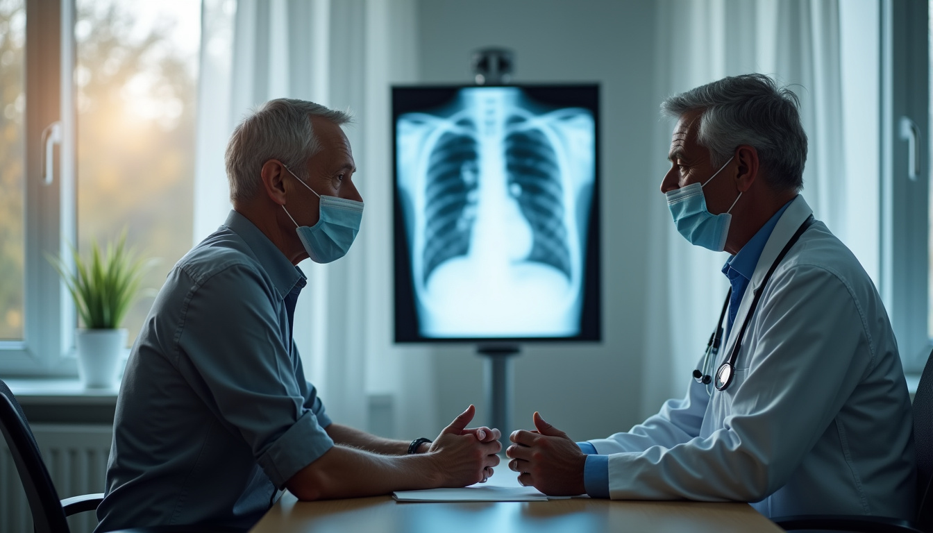 Consultation médicale avec un pneumologue, suivi post-pneumothorax