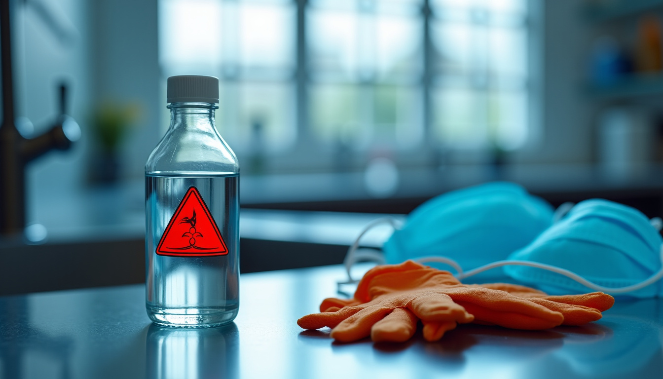 Présentation d’un flacon d’acide chlorhydrique utilisé comme produit ménager pour le nettoyage