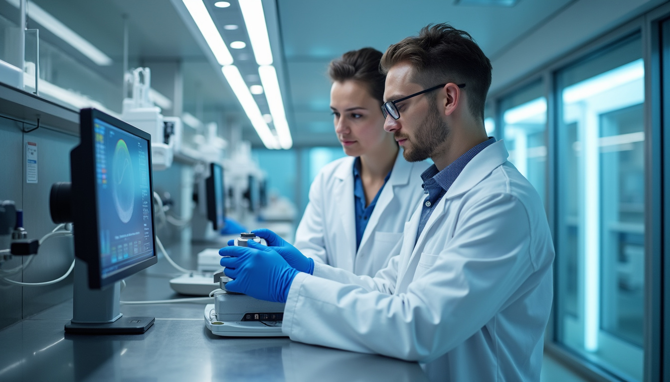 Étudiants en génie médical en train de travailler sur un équipement biomédical en laboratoire