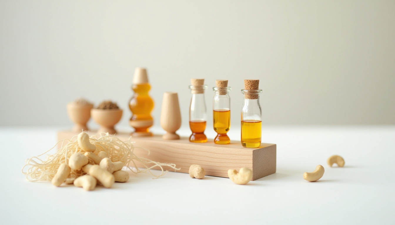 Tableau illustré des éléments nutritifs présents dans les noix de cajou: vitamines, minéraux, lipides et fibres