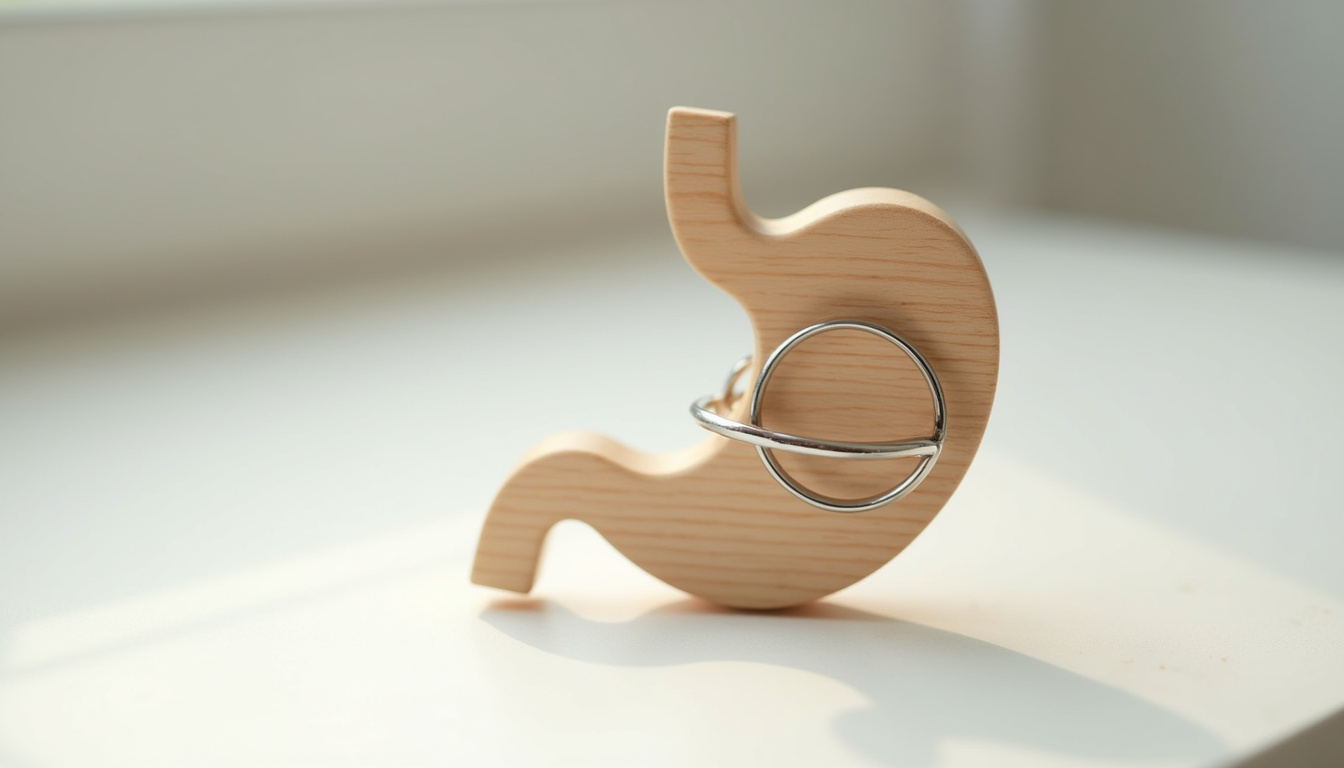 Illustration symbolique d'un anneau autour de l'estomac, représentant l'effet perçu de l'anneau gastrique hypnotique