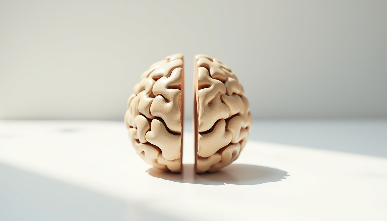 Représentation schématique du cerveau humain avec deux zones distinctes illustrant la pensée rapide et lente