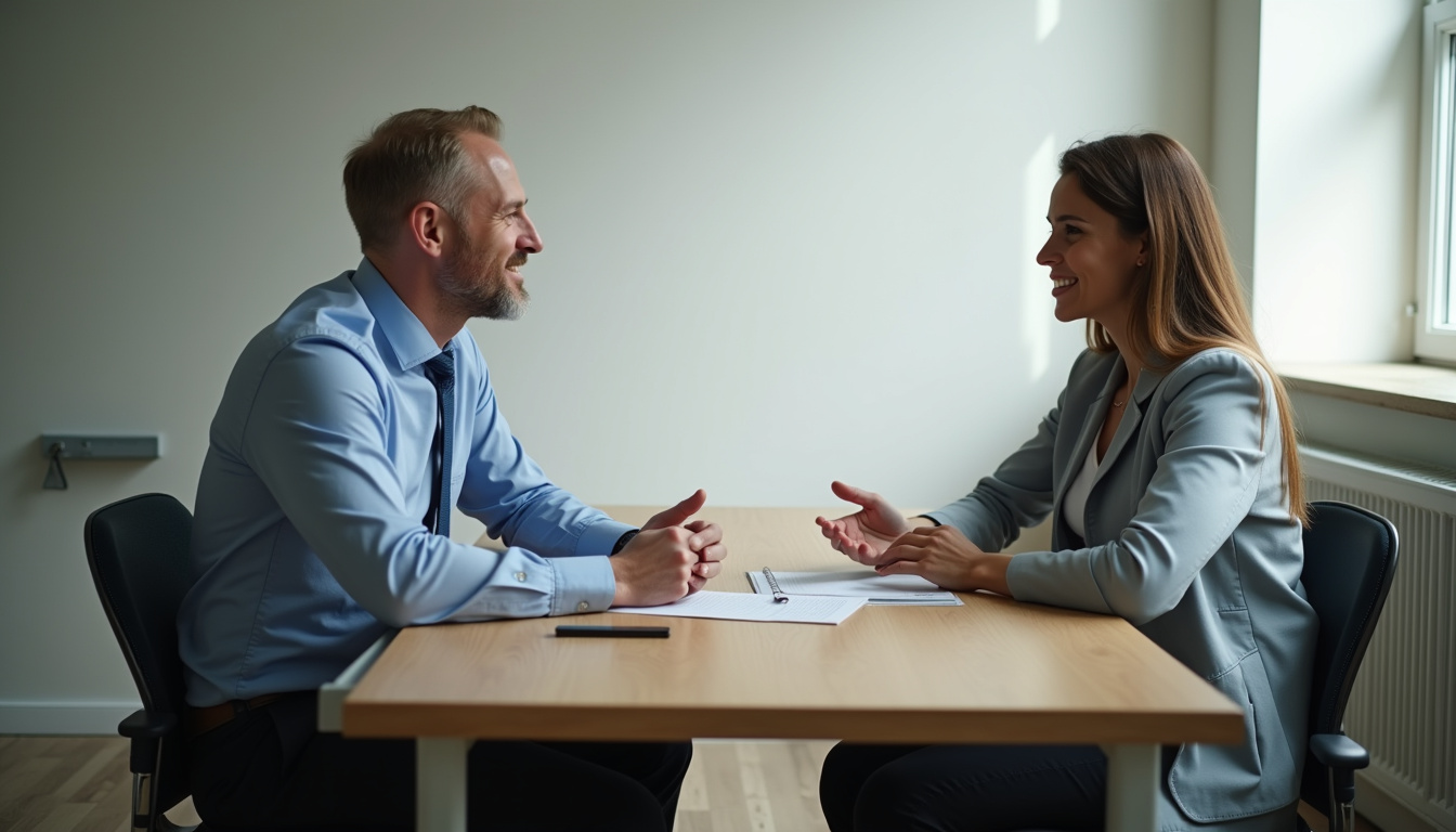 Fonctionnaire discutant avec un agent administratif pour mettre en place un mi-temps thérapeutique