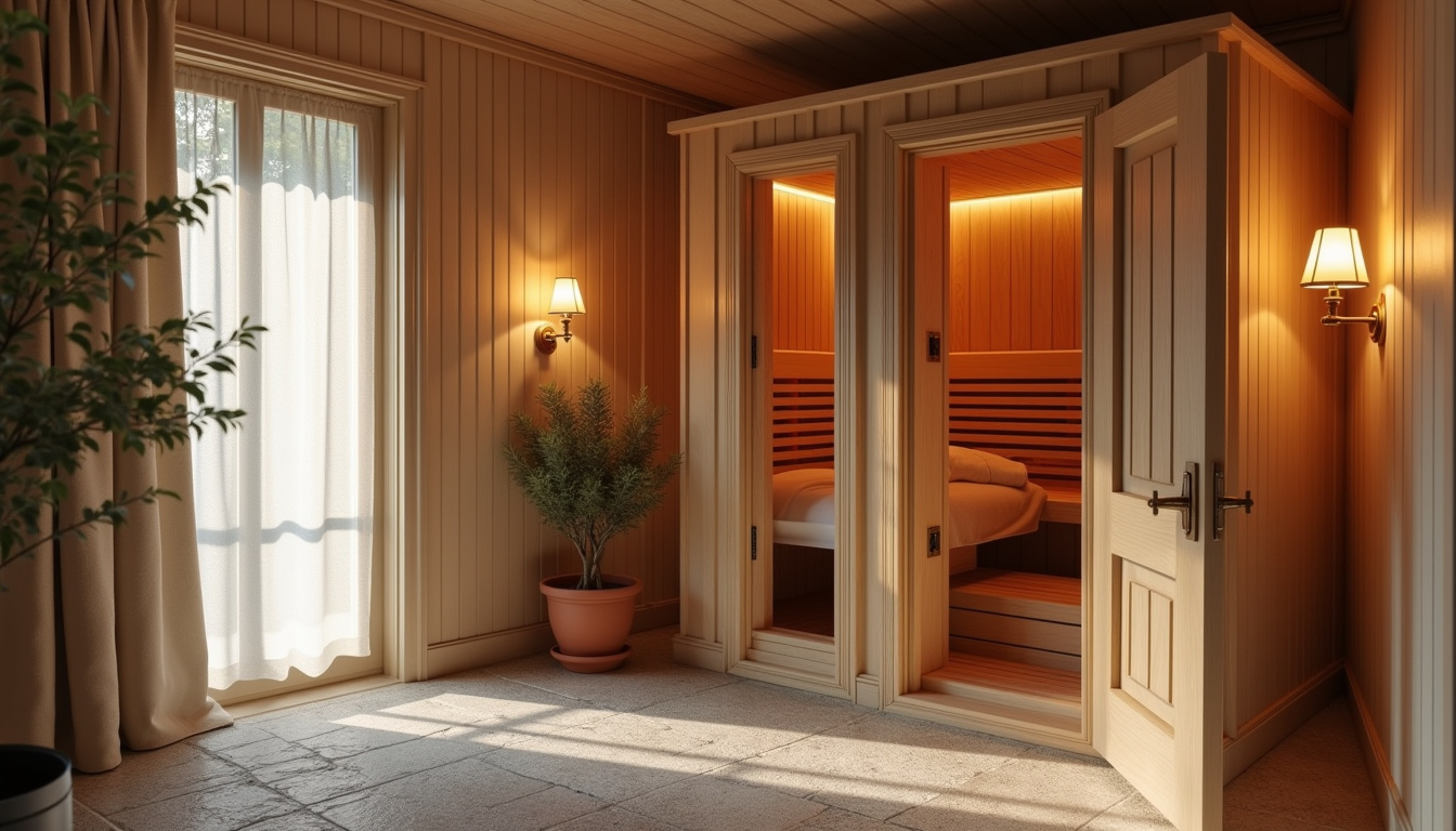 Intérieur du spa de La Ferme du Bien-Être avec sauna privatif et cabine de massage